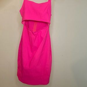 Sleeveless hot pink cut out mini dress
